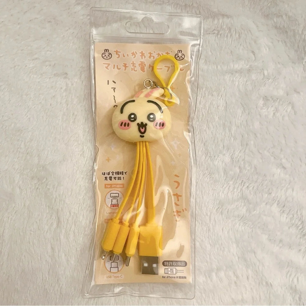 New Chiikawa Multi Smartphone Charging Cable USB Type-A -C Lighting - Usagi